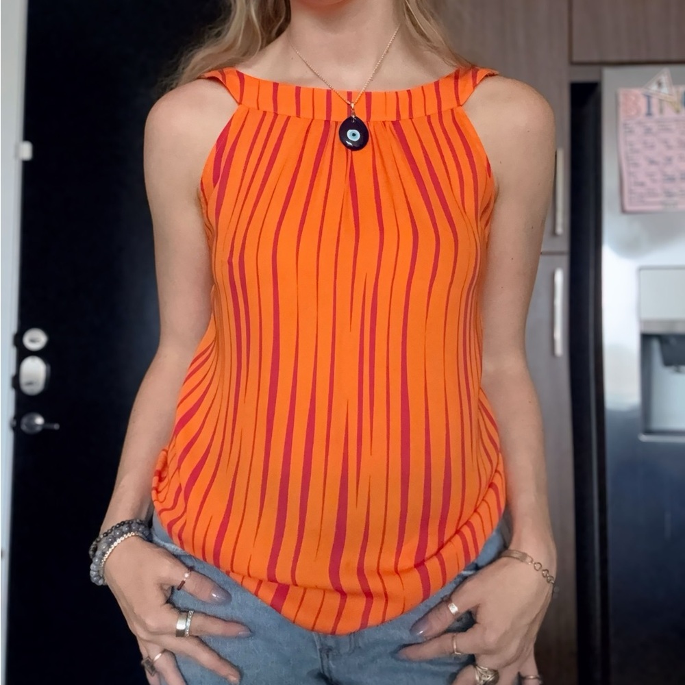Banana Republic Orange and Purple Striped Tank Top